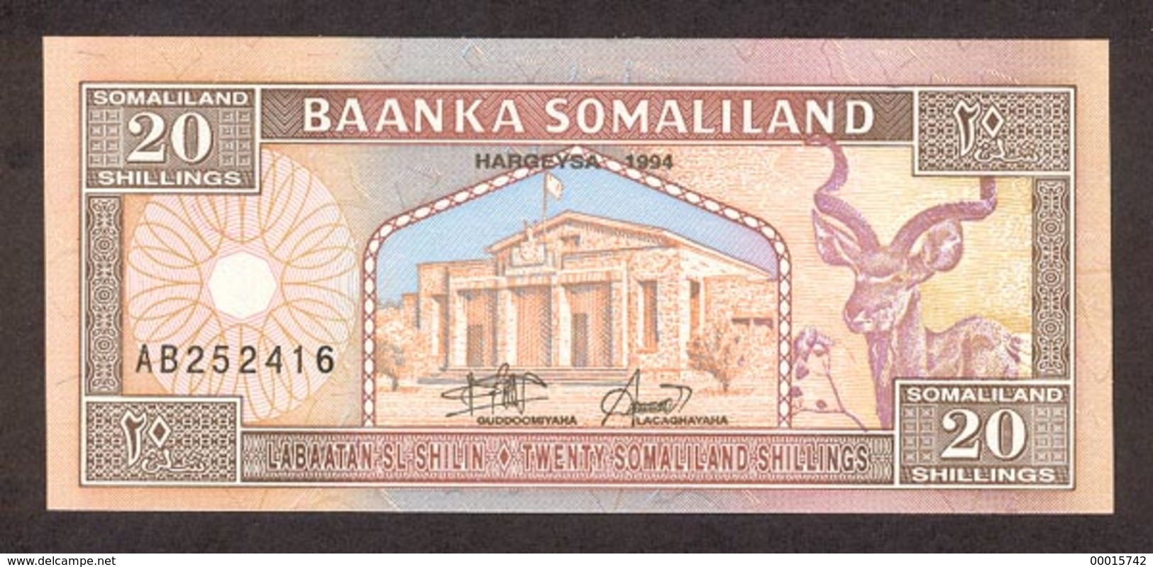 Somaliland 20 Shiling 1994 P-3a UNC  D-0119 - Somalie