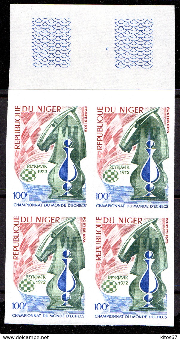 Championnat Du Monde D'échecs à Reykjavik YT-269** Bloc De 4 Non Dentelé Imperf MNH - Niger (1960-...)