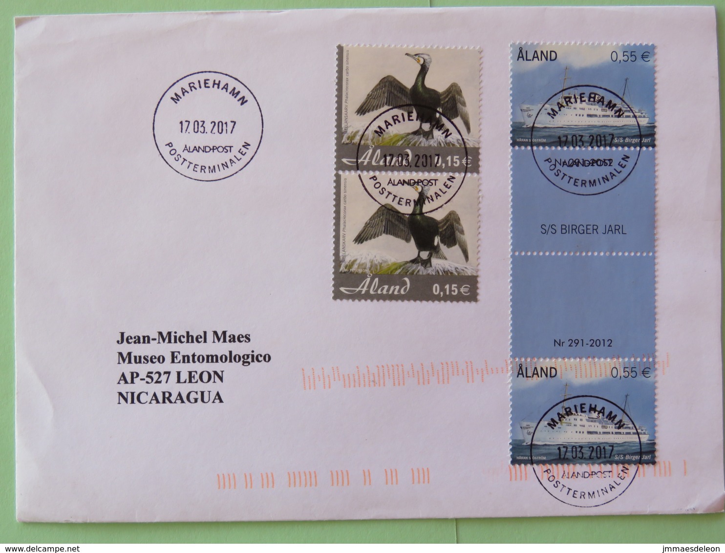 Aland 2017 Cover To Nicaragua - Birds Ships - Aland