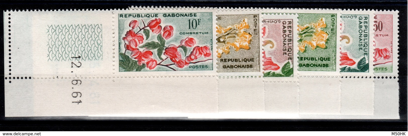 Gabon - YV 153 à 158 N** Petit Coin Daté - Fleurs - Gabon (1960-...)
