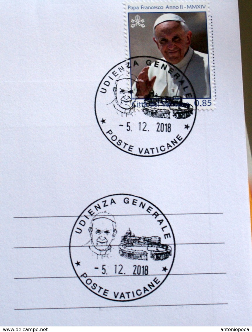 VATICAN 2018,  SPECIAL CANCEL ON COVER PAPAL AUDIENCE 5 DECEMBER 2018 ON SAINT PETER - Storia Postale