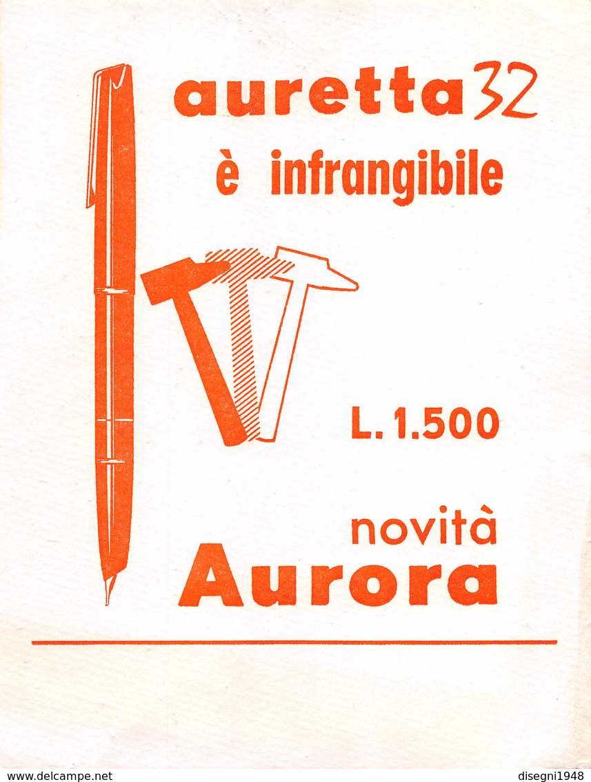 07597 "CARTA ASSORBENTE PUBBLICITARIA AURETTA 32 - AURORA" ORIG. - Formato Piccolo : 1941-60