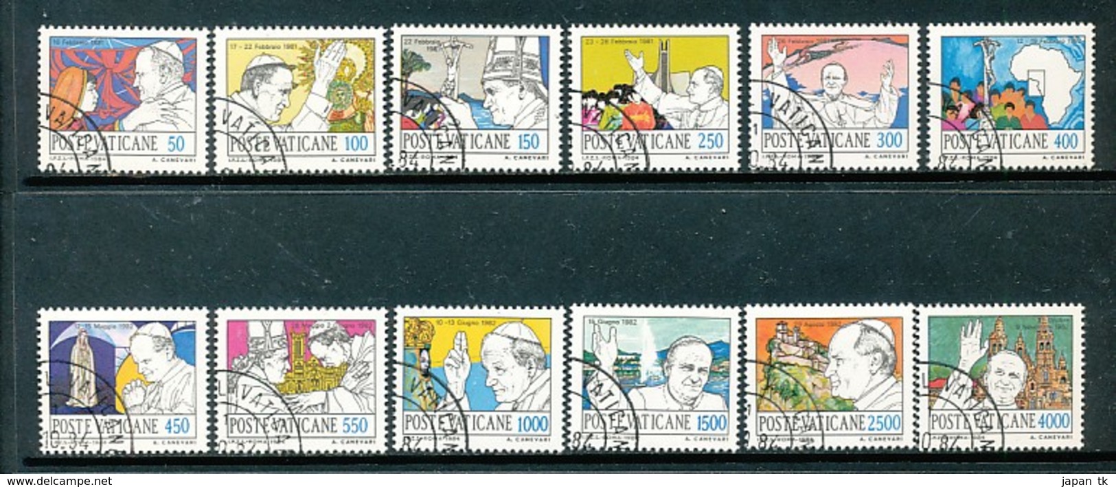 VATIKAN Mi.Nr. 852-863  Freimarken: Die Weltreisen Von Papst Johannes Paul II - Siehe Scan - Used - Used Stamps