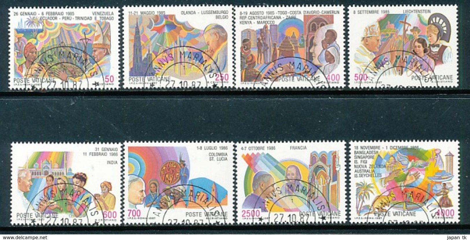 VATIKAN Mi.Nr. 926-933 Die Weltreisen Von Papst Johannes Paul II. - Siehe Scan - Used - Used Stamps