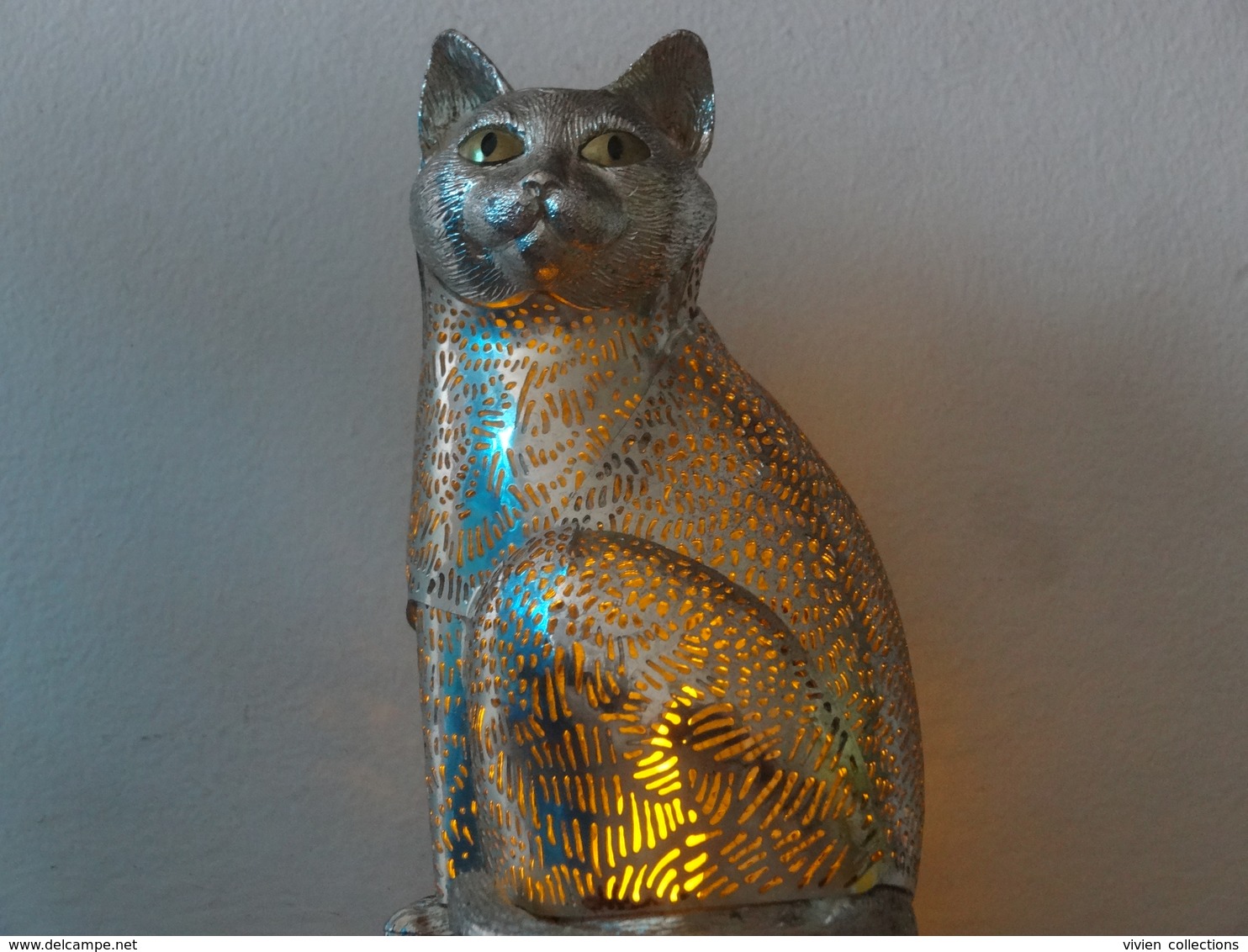 Chat Christofle En Métal Argenté - Collection Lumière D'argent - TBE Env. Hauteur 9 Cm Et 6 A Sa Base - Argenterie