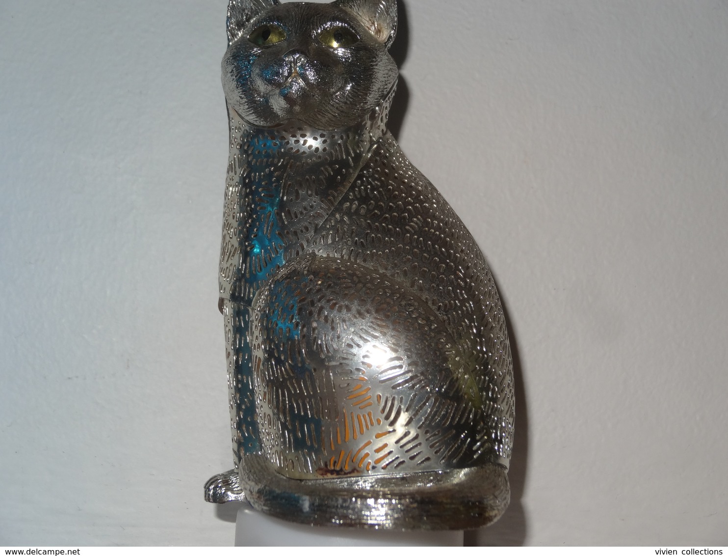 Chat Christofle En Métal Argenté - Collection Lumière D'argent - TBE Env. Hauteur 9 Cm Et 6 A Sa Base - Argenterie