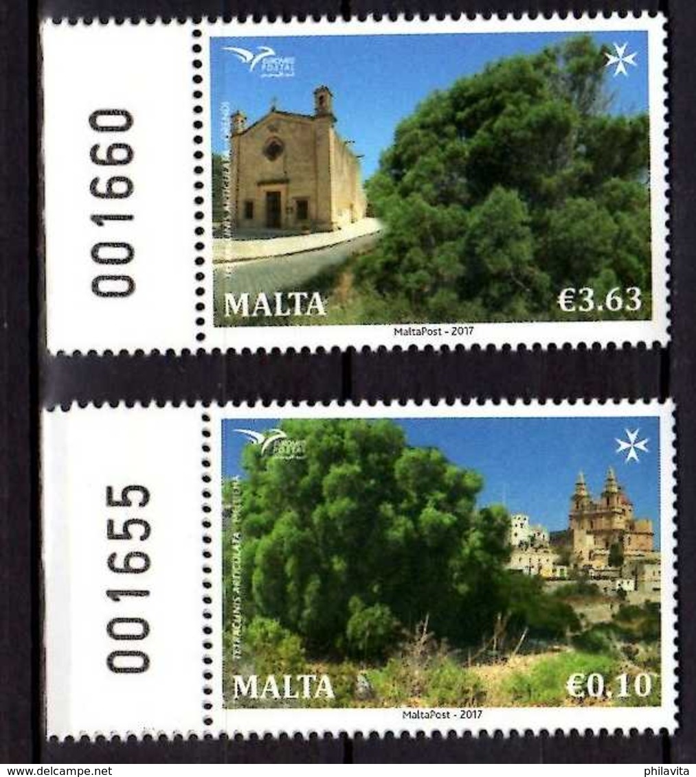 2017 Malta -Trees Of Mideterranien -Joint Of Med Posts - 2v With Numbered Sheetlet Tabs MNH** Mi 1967/8 (gg17) - Malta