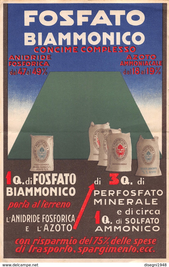 07601 "FOSFATO BIAMMONICO - MONTECATINI - LOCANDINA  PUBBLICITARIA" ORIG. 1935 - XIII - Pubblicitari