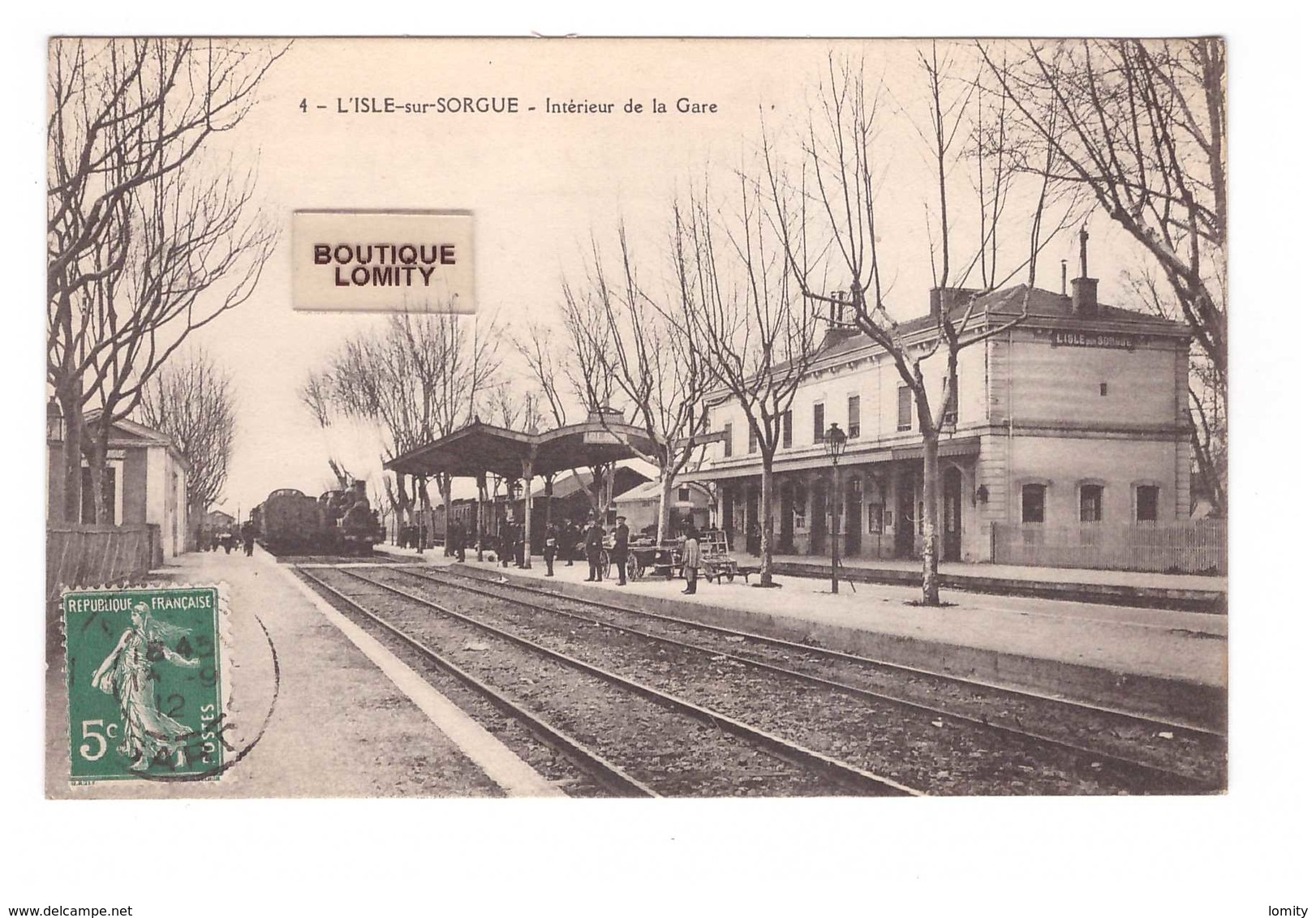 84 Isle Sur Sorgue Intérieur De La Gare Train Locomotive à Vapeur Cachet 1912 - L'Isle Sur Sorgue
