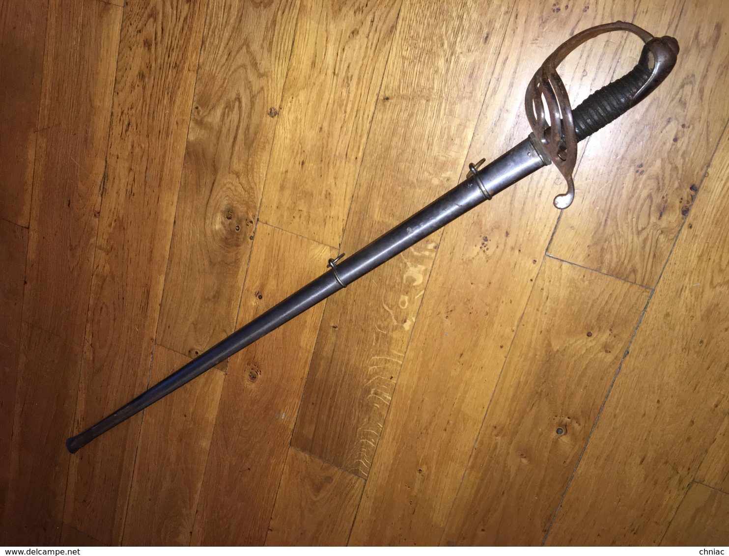 N°2 ANCIEN SABRE DE CAVALERIE FRANÇAIS MONTURE A CONTRE GARDE ET A 5 BRANCHES VERS 1880 - Armes Blanches