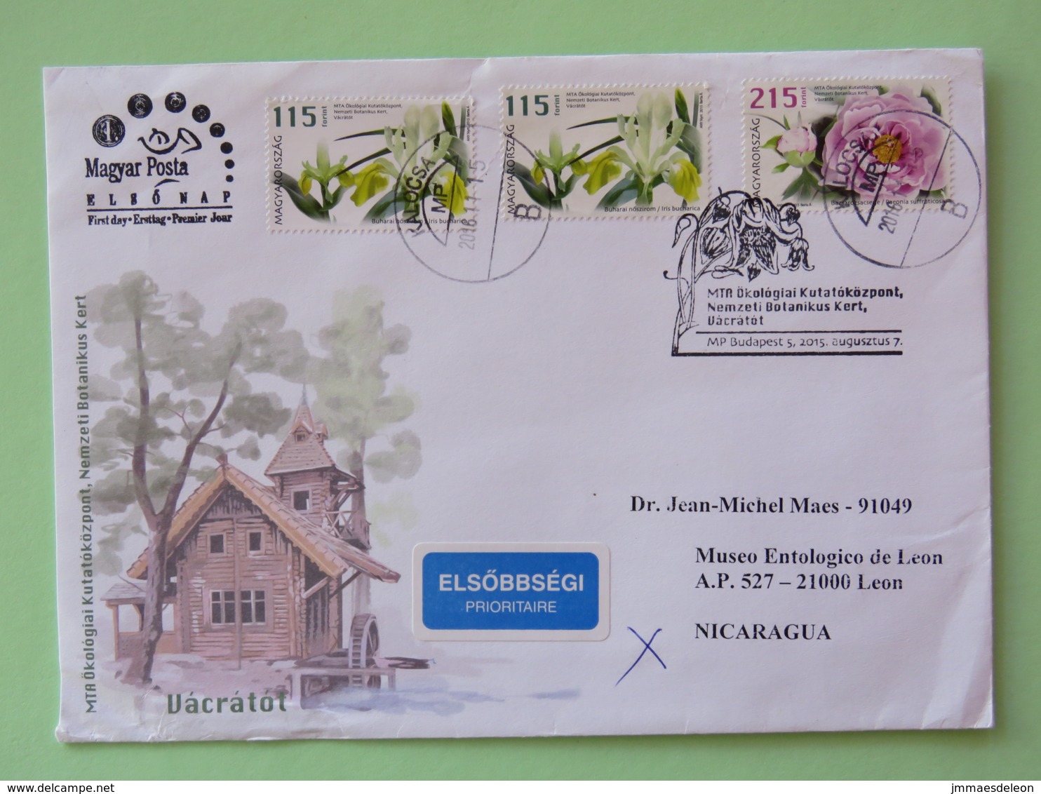 Hungary 2016 FDC Cover To Nicaragua - Flowers - Briefe U. Dokumente