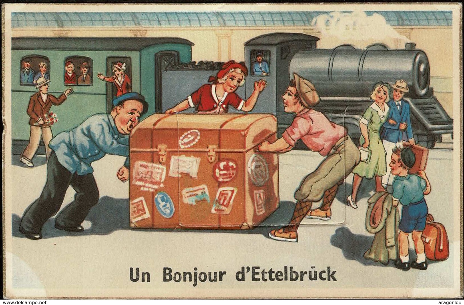 Un Bonjour D'Ettelbruck, Illustration Loporello: 9 Vues Colorisées, état Impeccable, 3Scans - Ettelbruck
