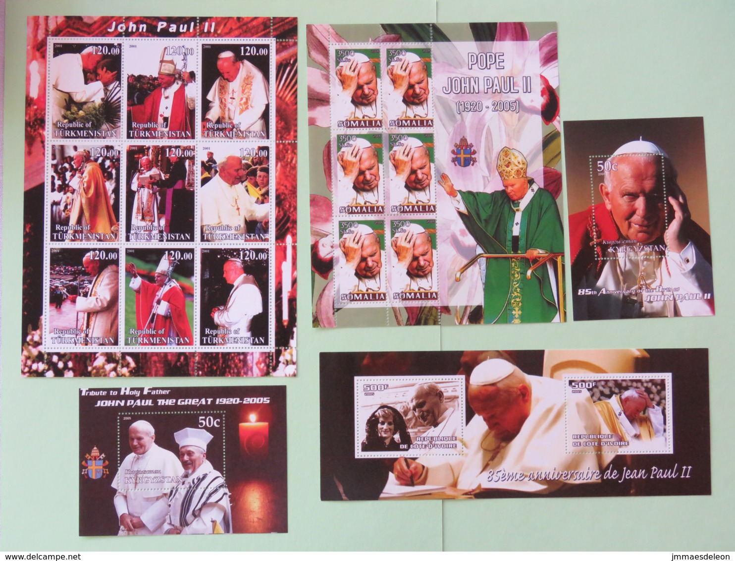 Pope John Paul II - 5 Sheets - Papes