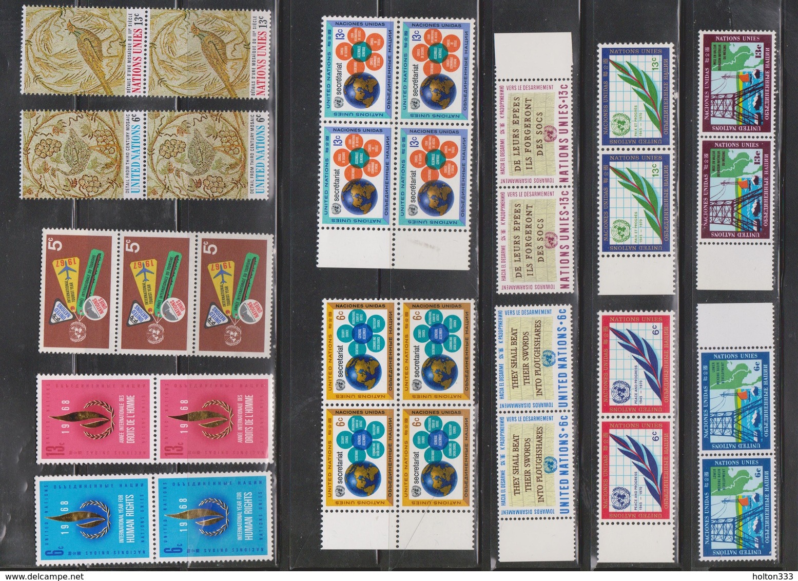 UNITED NATIONS Lot Of 85 MNH Stamps In Blocks, Pairs & Singles - Colecciones & Series