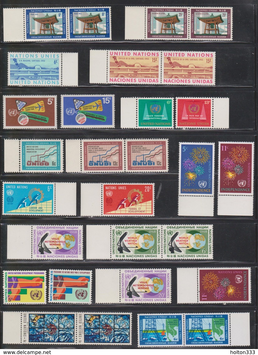 UNITED NATIONS Lot Of 85 MNH Stamps In Blocks, Pairs & Singles - Collections, Lots & Series