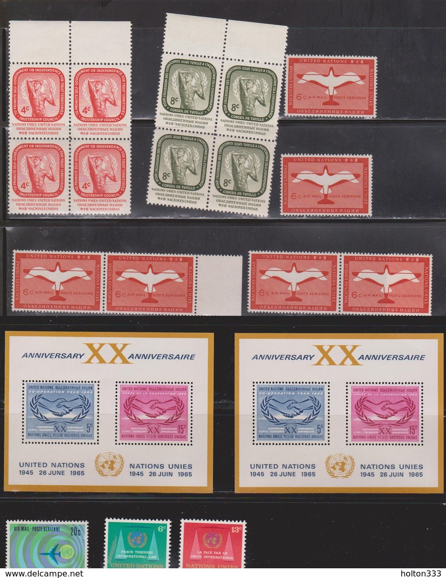 UNITED NATIONS Lot Of 85 MNH Stamps In Blocks, Pairs & Singles - Verzamelingen & Reeksen