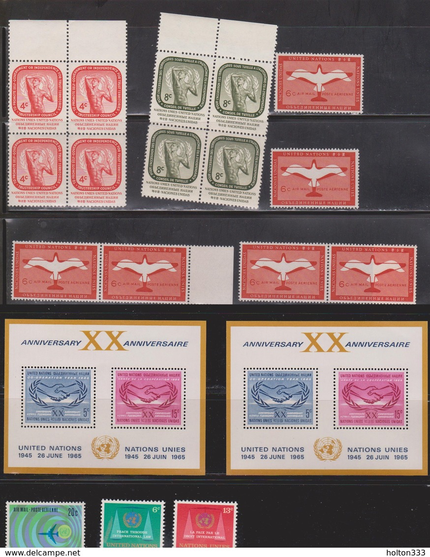 UNITED NATIONS Lot Of 85 MNH Stamps In Blocks, Pairs & Singles - Collections, Lots & Series