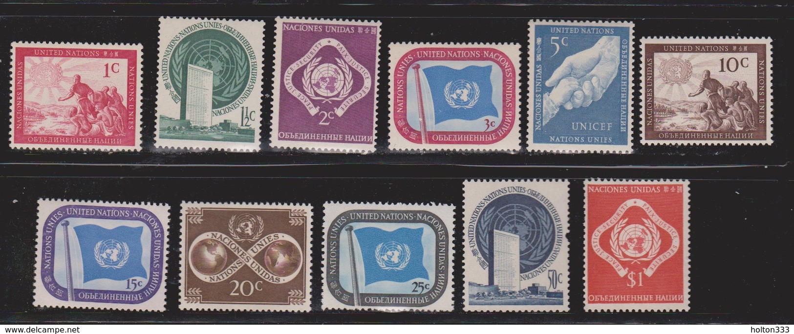 UNITED NATIONS (NY) Scott 1-11 MNH - Unused Stamps