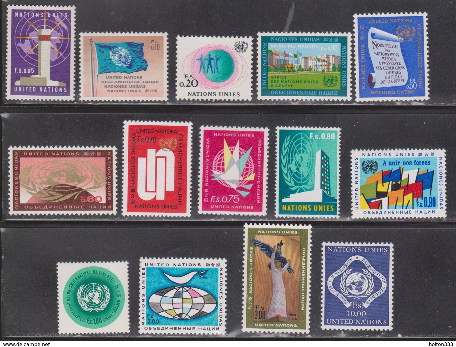 UNITED NATIONS (Geneva) Scott 1-14 MNH - Unused Stamps