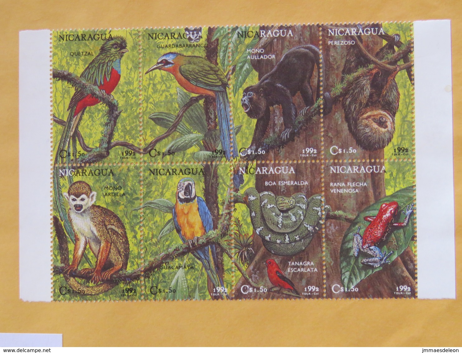 Nicaragua 2018 Cover To Czech Rep - National Parks - Animals MONKEY BIRDS SNAKE SLOTH - Nicaragua