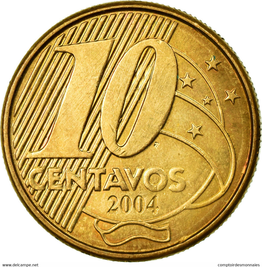 Monnaie, Brésil, 10 Centavos, 2004, TTB, Bronze Plated Steel, KM:649.2 - Brésil