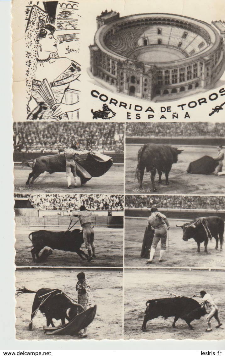 C.P.A. - PHOTO -  CORRIDA DE TOTOS - ESPANA - MULTIVUES - - Corrida