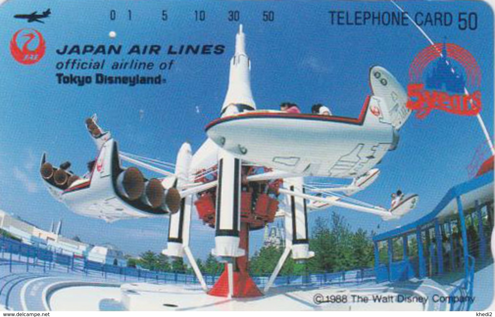 Télécarte JAPON / 110-45935 - DISNEY DISNEYLAND JAL - Manège Avion Plane - JAPAN AIRLINES Free Phonecard - Disney