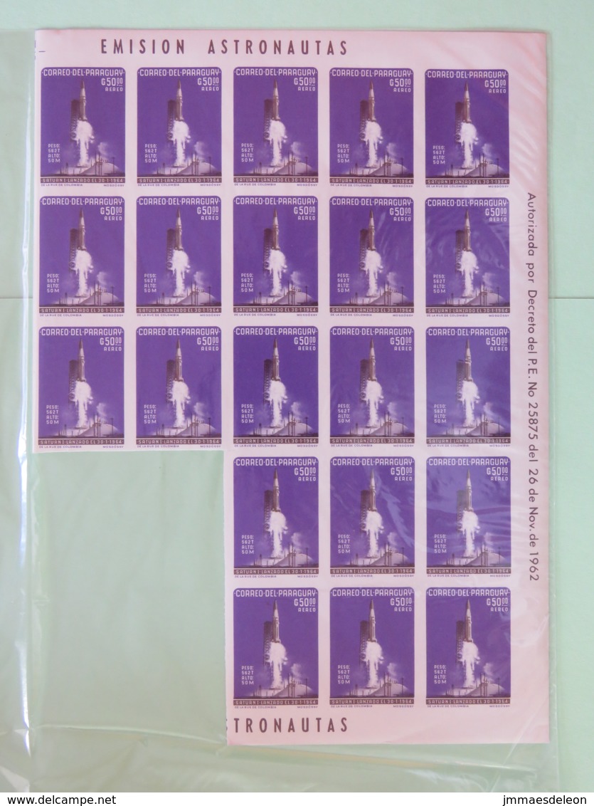 Paraguay 1964 MINT Nearly Full Sheet Space - Highest Value Of The Set - Paraguay