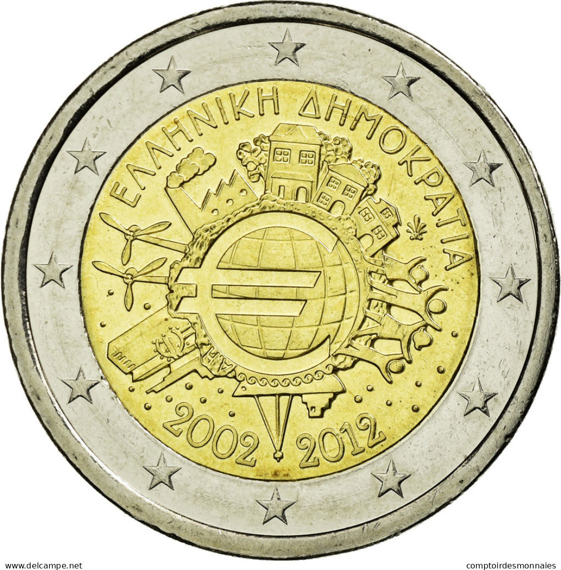 Grèce, 2 Euro, 10 Years Euro, 2012, SUP, Bi-Metallic, KM:245 - Grèce