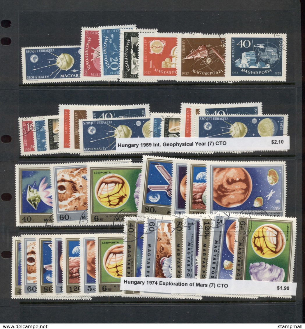 Thematics Space, sets, MS & singles, some duplicates most CTO 13 scans