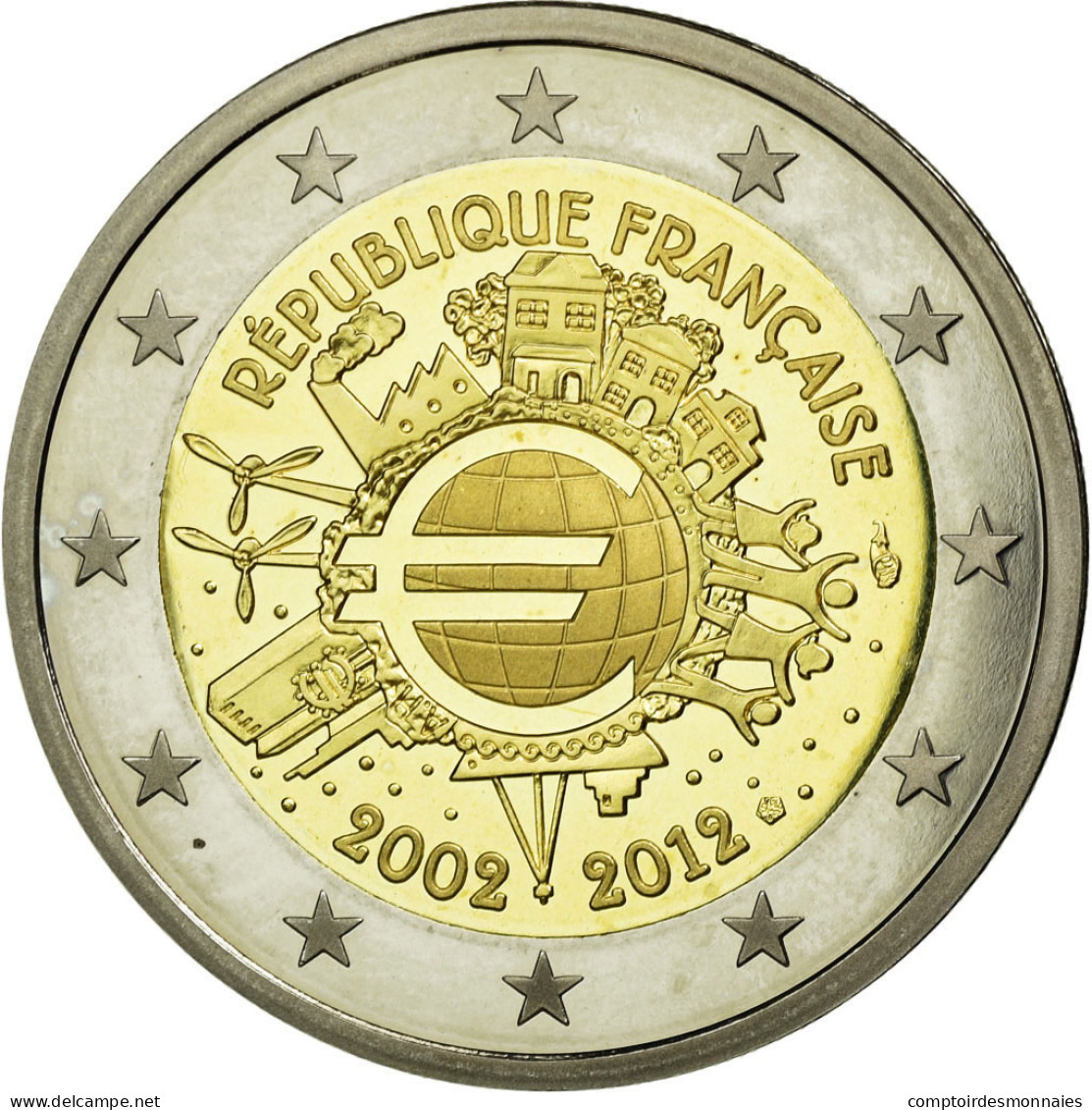 France, 2 Euro, 10 Ans De L'Euro, 2012, SPL, Bi-Metallic, Gadoury:14., KM:1846 - Frankrijk