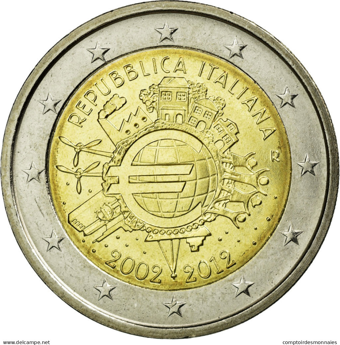 Italie, 2 Euro, Eurocoinage, 10th Anniversary, 2012, SPL, Bi-Metallic, KM:350 - Italie