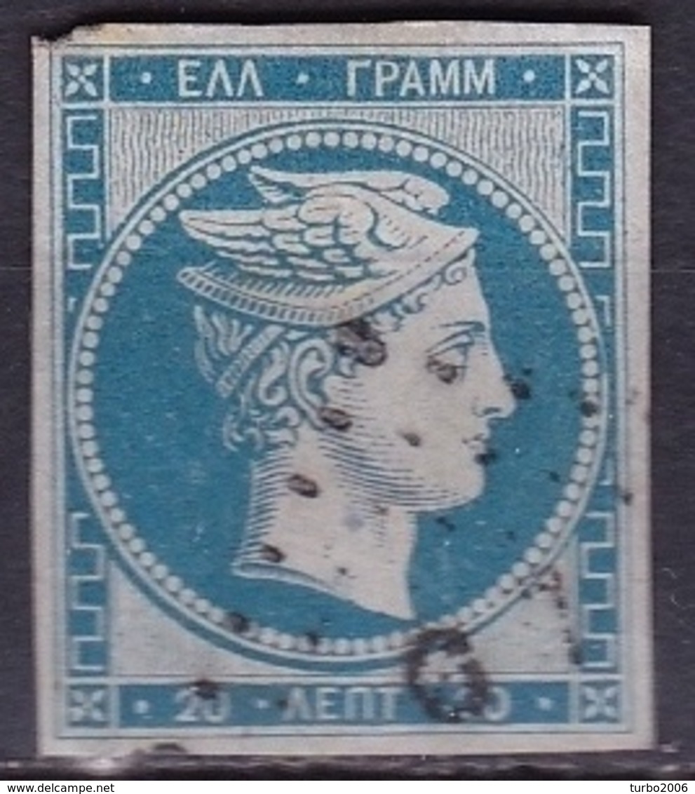 GREECE 1861 Large Hermes Head Paris Print 20 L Blue Thin Paper Vl. 4 E - Used Stamps