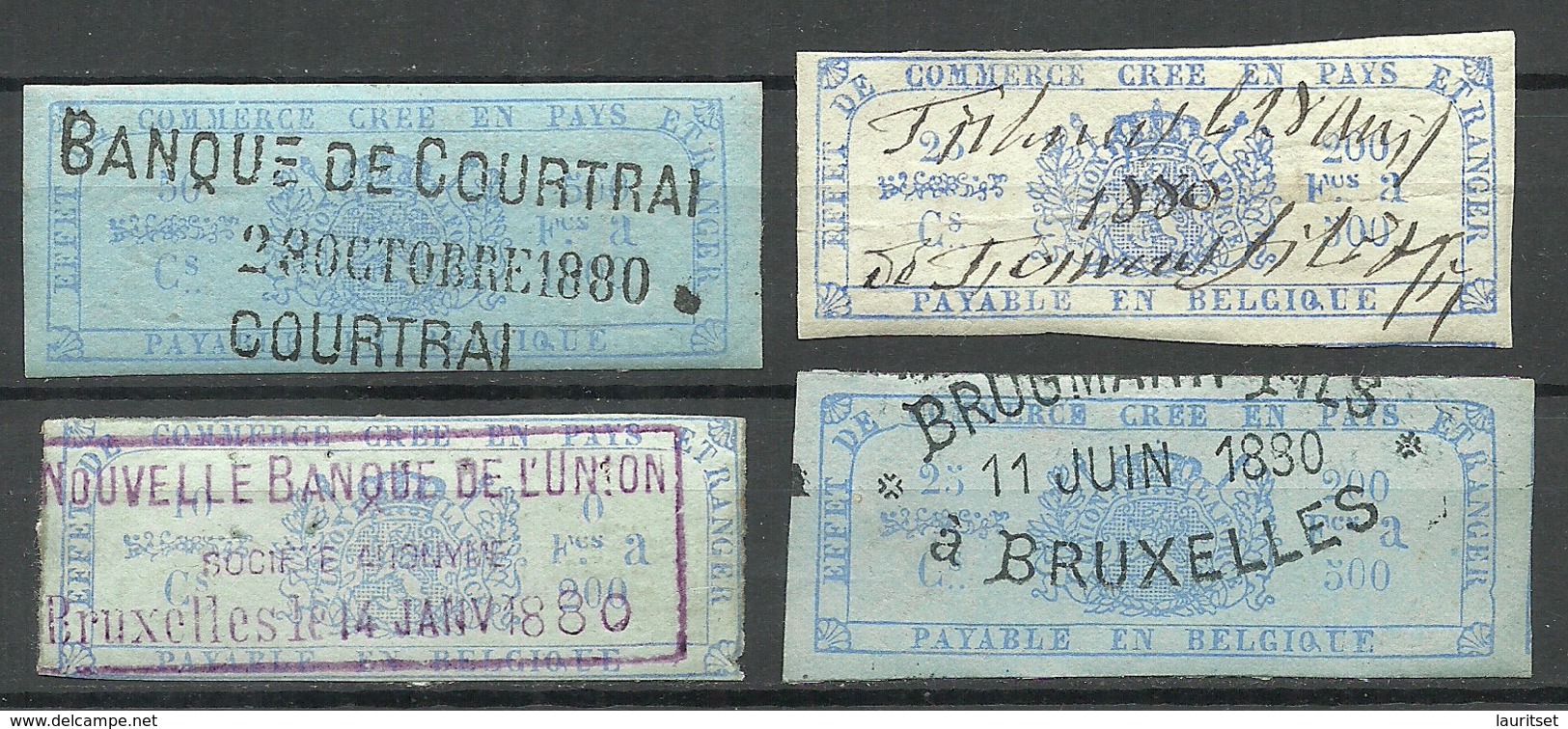 BELGIEN Belgium 1880, Revenue Tax, 4 Stamps O - Sellos