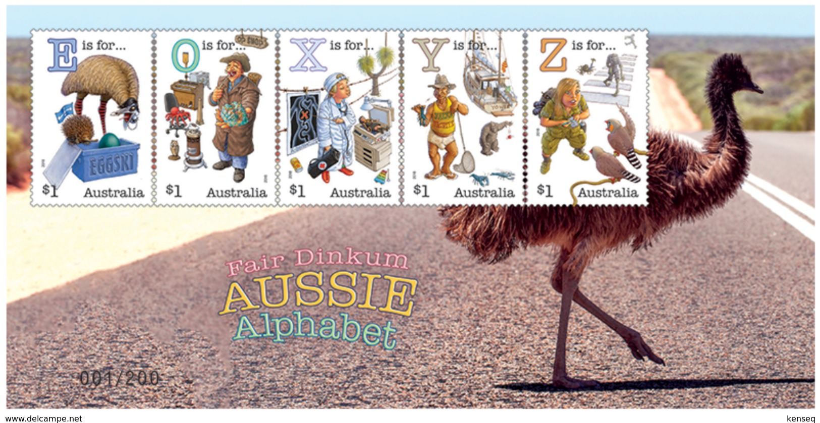 Australia 2018 - Fair Dinkum Aussie Alphabet "E", "O", "X", "Y", "Z" MS - Numbered 49 - Emu Bird MNH - Mint Stamps