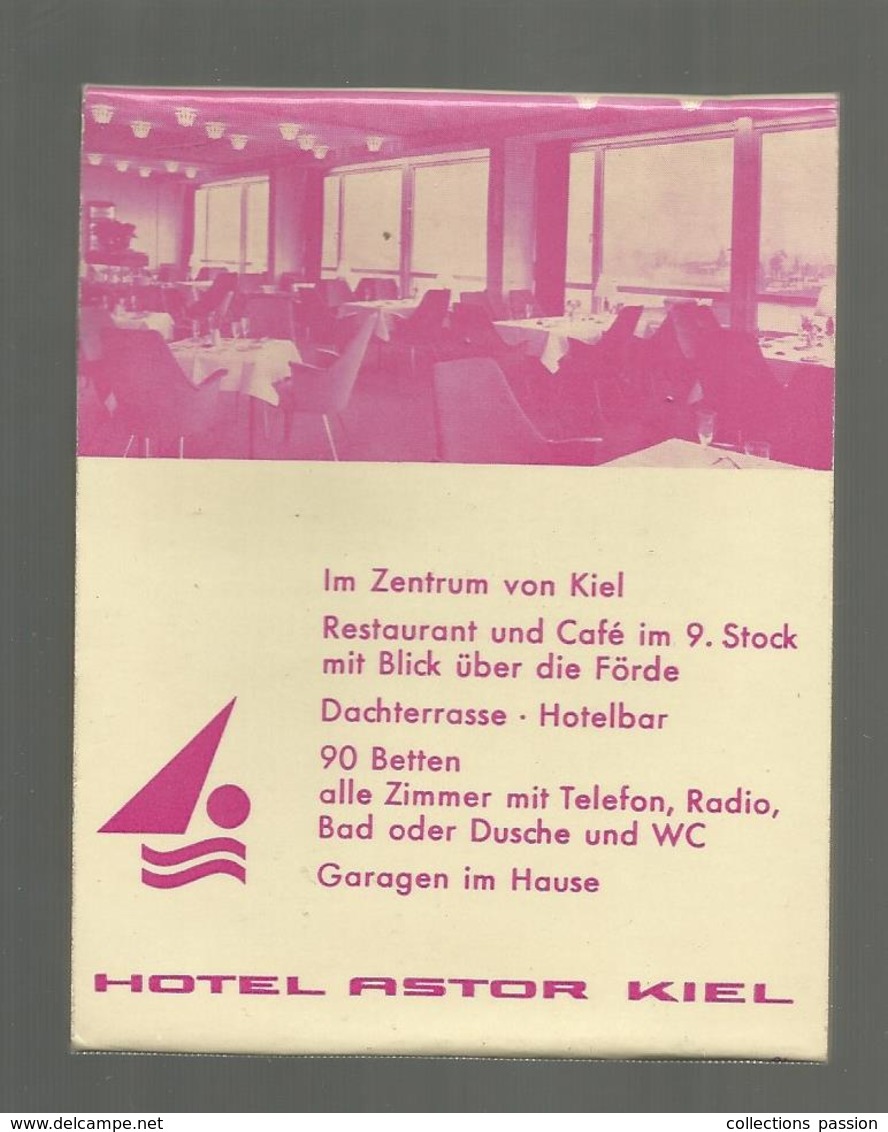 Pochette D'allumettes , 10.5 X 8.5, Grand Format, Hotel ASTOR ,KIEL ,Allemagne , Compléte, 3 Scans , Frais Fr 1.45 E - Zündholzschachteln