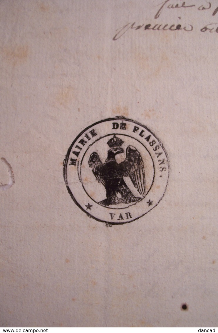 FLASSANS SUR ISSOLE  -  CACHET DE LA MAIRIE EN 1808  -et CACHET  EMPIRE FRANCAIS  50 - ( Signature Du Maire De L'époque) - Matasellos Generales