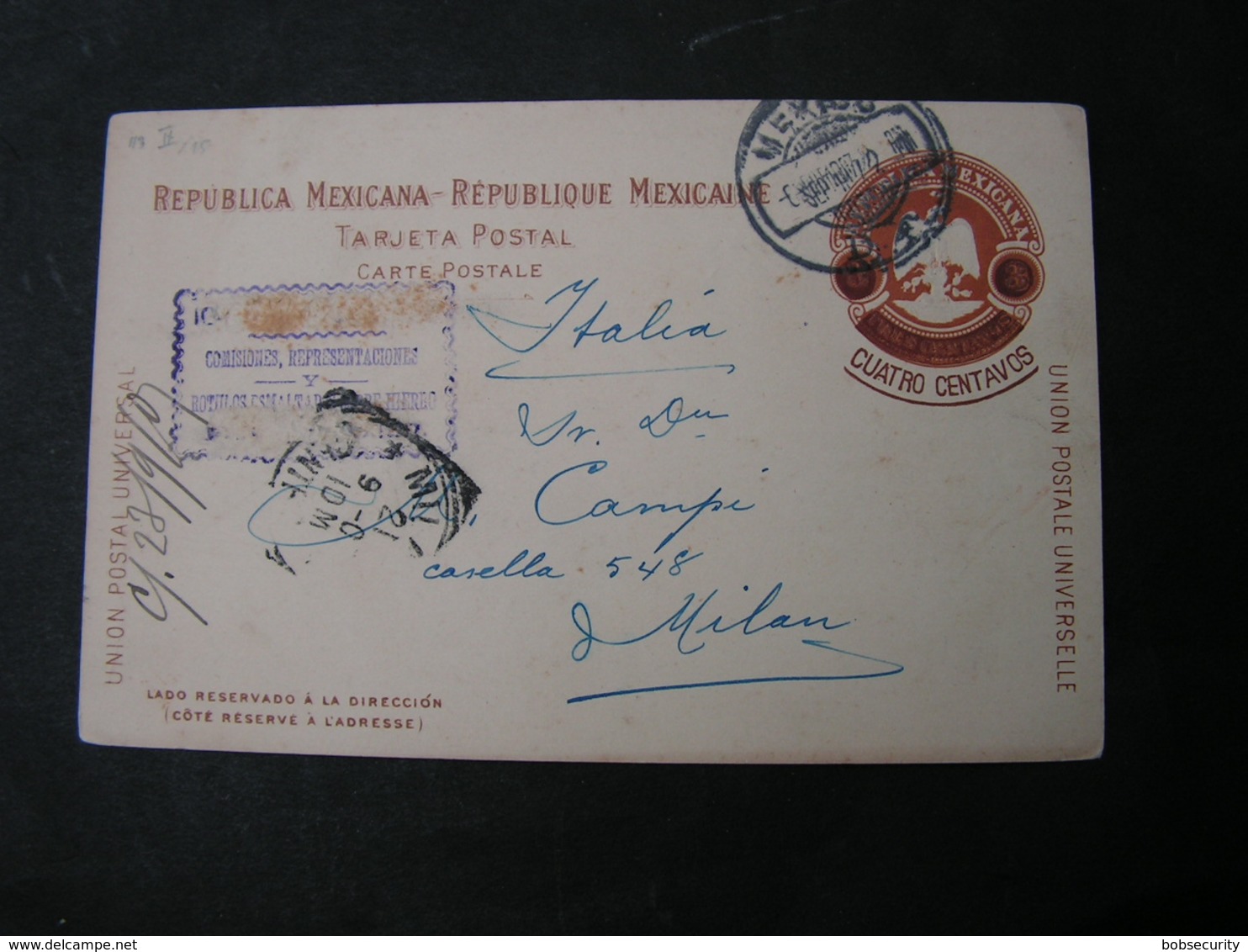 Mexico Card 1907 To Italy - Mexico