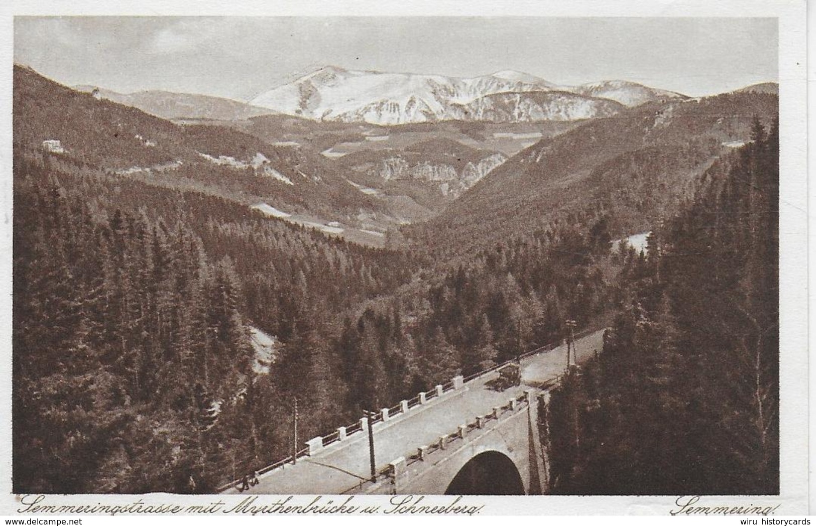 AK 0095  Semmering-Straße Mit Myrthenbrücke Und Schneeberg - Verlag Ledermann Um 1927 - Semmering