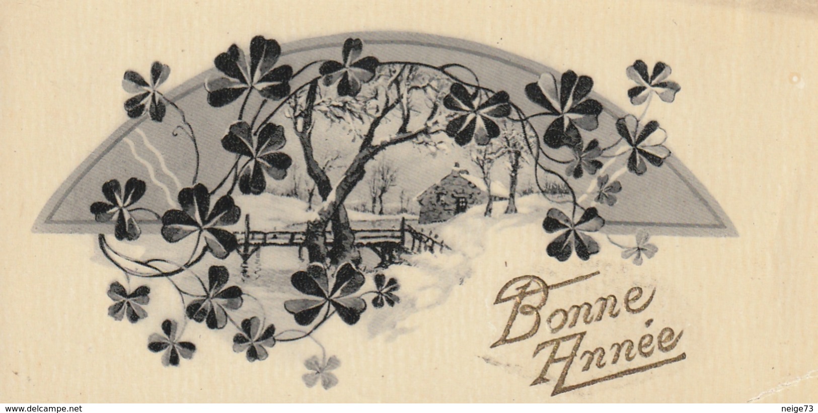 Carte Postale Ancienne Fantaisie - Mignonette - Fleurs - Paysage - Bonne Année - Altri & Non Classificati