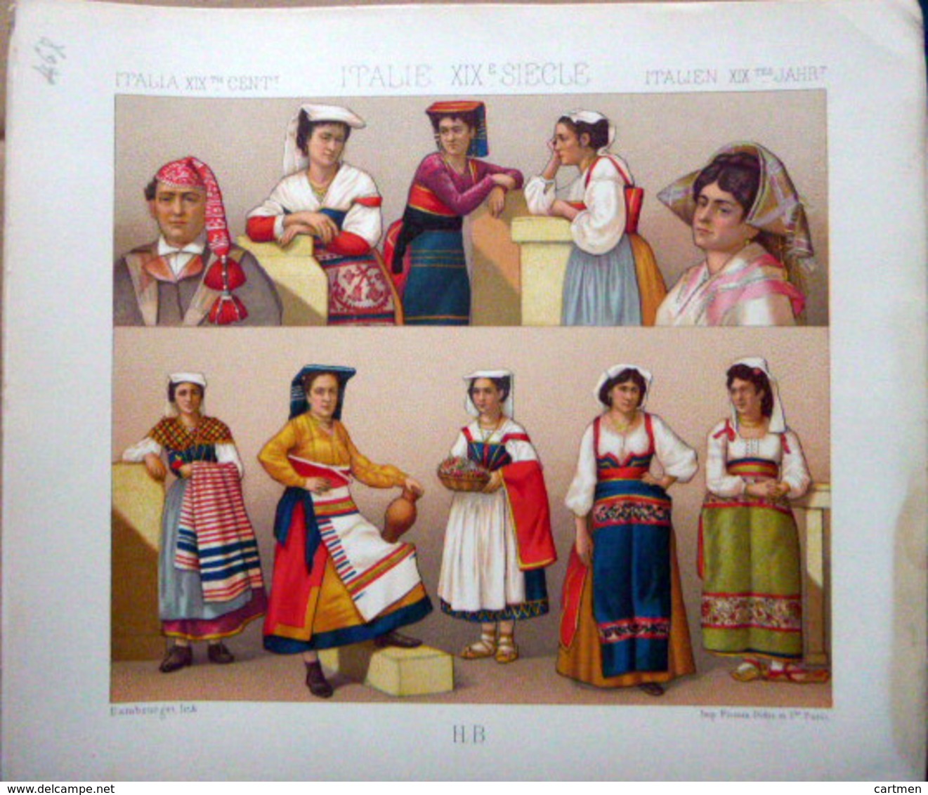 ITALIE ITALIA COSTUMES DECORATION 4 PLANCHES CHROMOLITHOS DOREES  COLOREES COSTUMES MILITAIRES FEMMES CIVILS 1888 - Lithographies