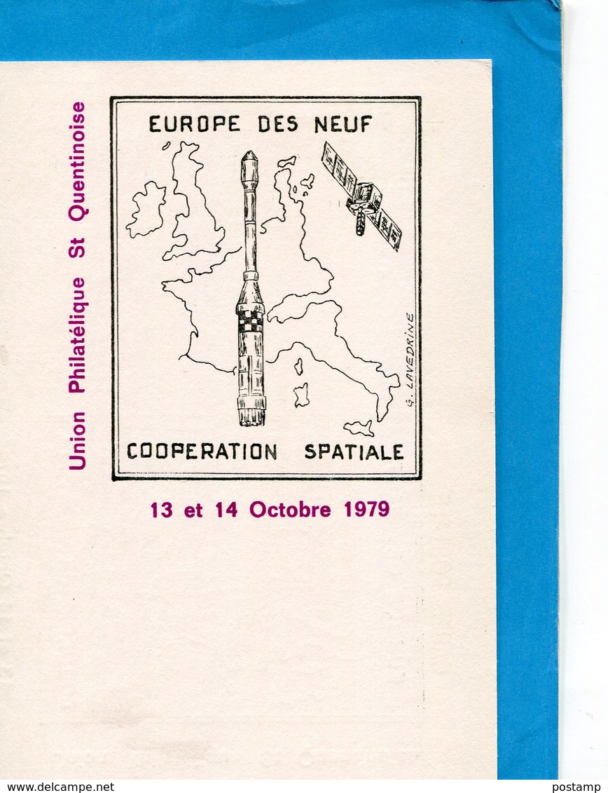 MARCOPHILIE-carte Entier Postal-stationnery-1fr Sabine-repiquage Illust  Coop Spatiale-fusée-cad Expo -St Quentin 1979 - AK Mit Aufdruck (vor 1995)