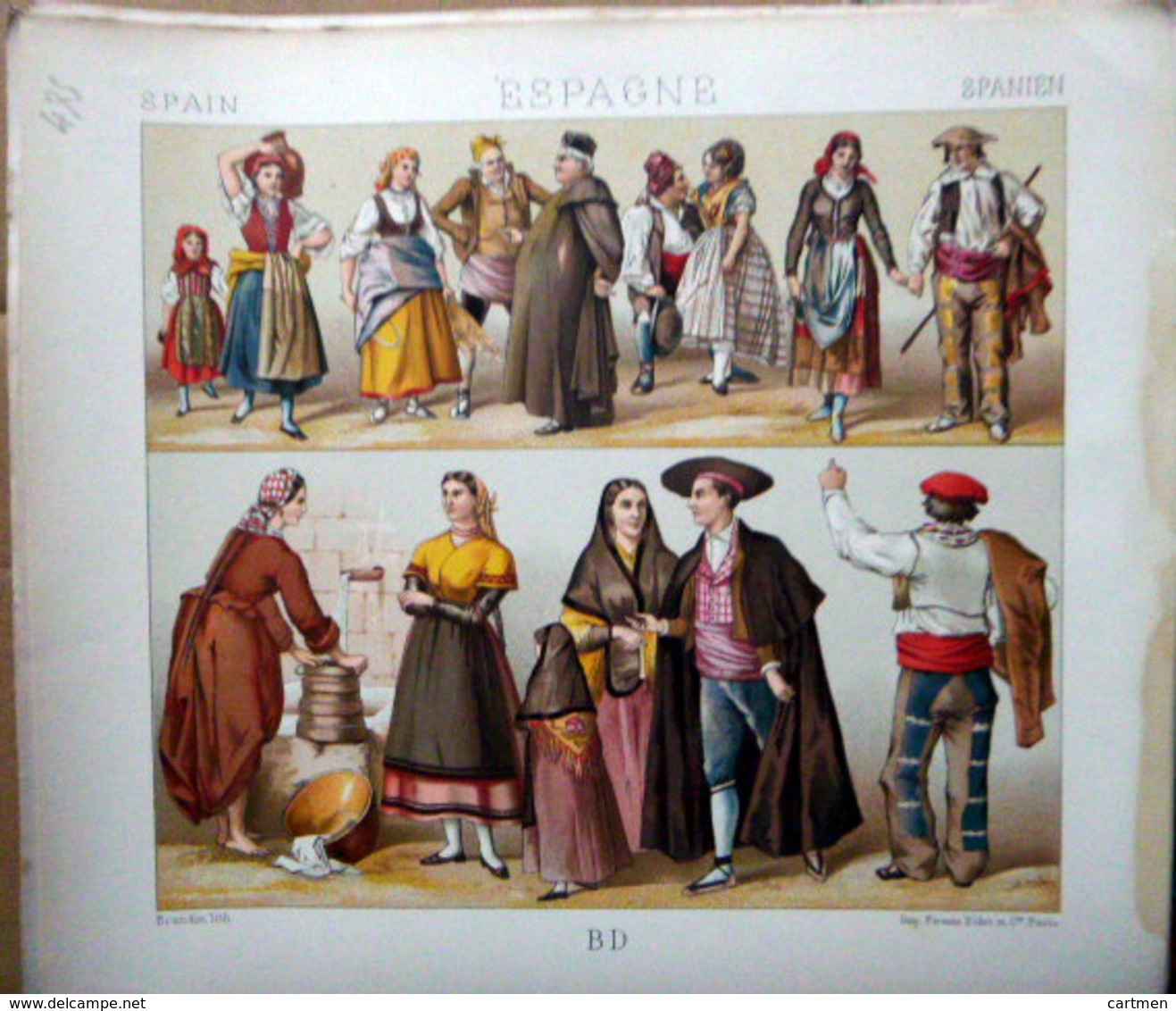 ESPAGNE SPAIN COSTUMES DECORATION 7 PLANCHES CHROMOLITHOS DOREES  COLOREES COSTUMES MILITAIRES FEMMES TAUROMACHIE 1888 - Lithographies