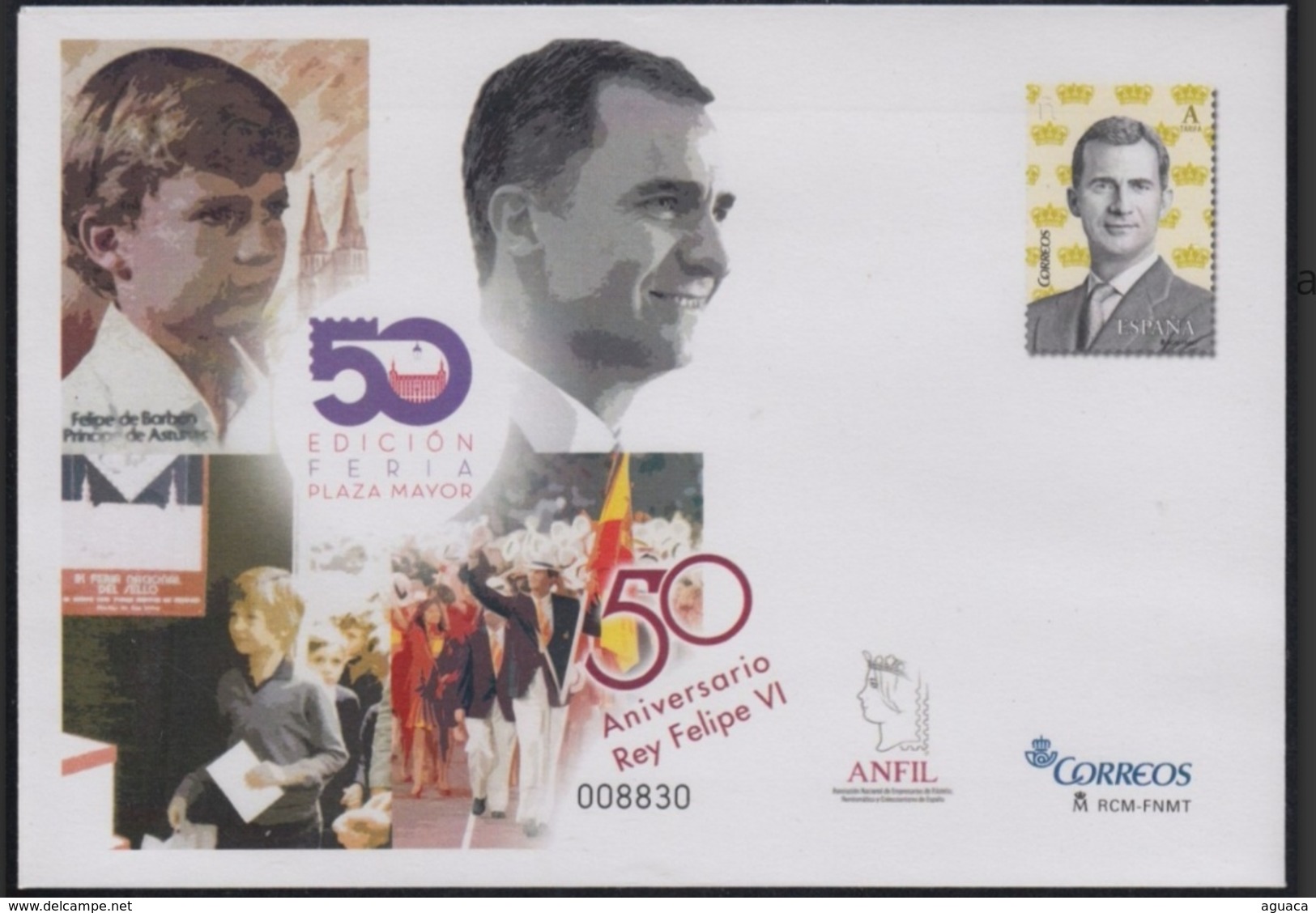 ESPAÑA SPAIN ESPAGNE SPANIEN FERIA DEL SELLO 2018 50 ANIVERSARIO FELIPE VI EDIFIL 149 SOBRE ENTERO POSTAL SEP - 1931-....