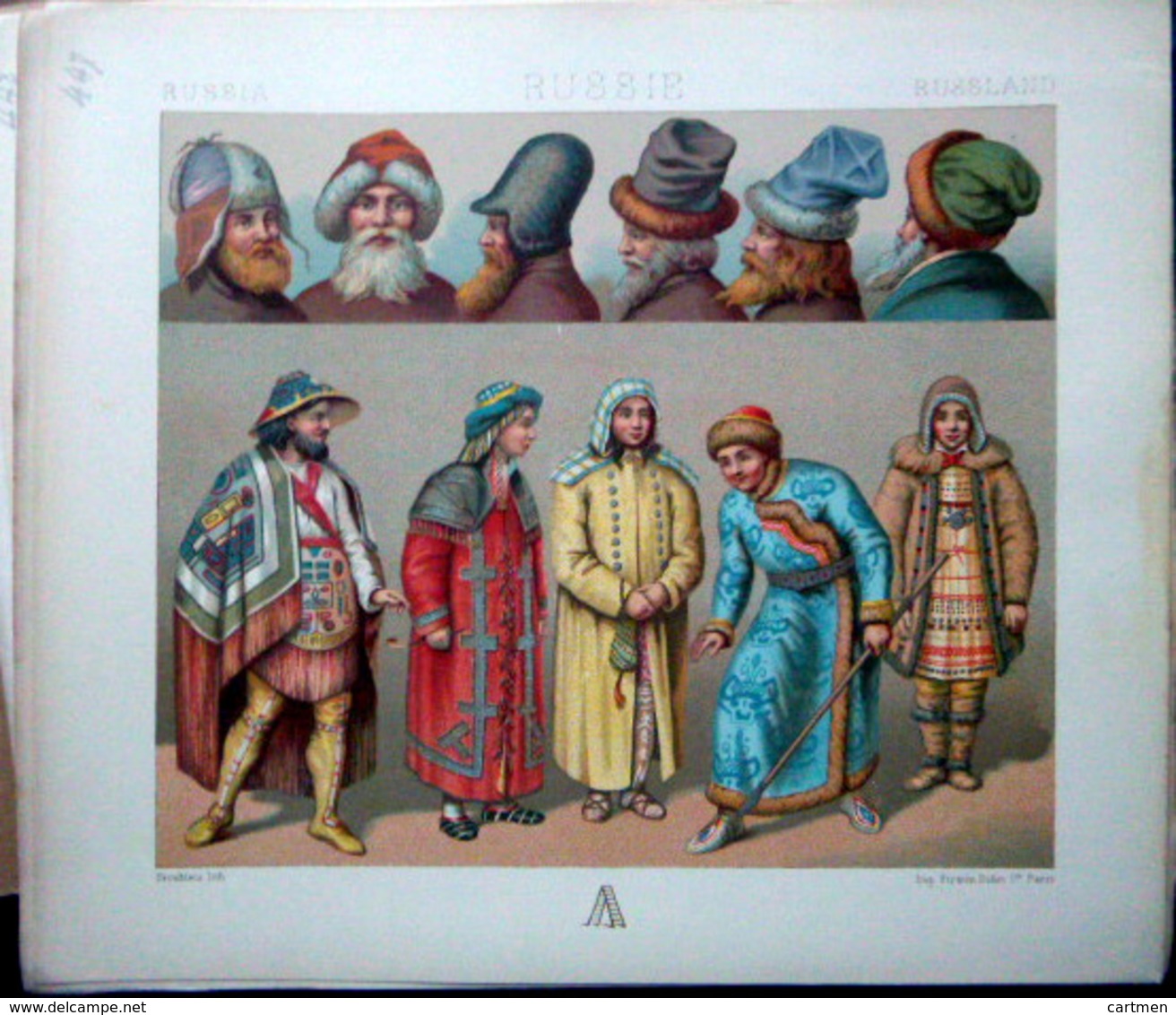 RUSSIE RUSSIA COSTUMES DECORATION 9 PLANCHES CHROMOLITHOS DOREES COLOREES COSTUMES MILITAIRES FEMMES 1888