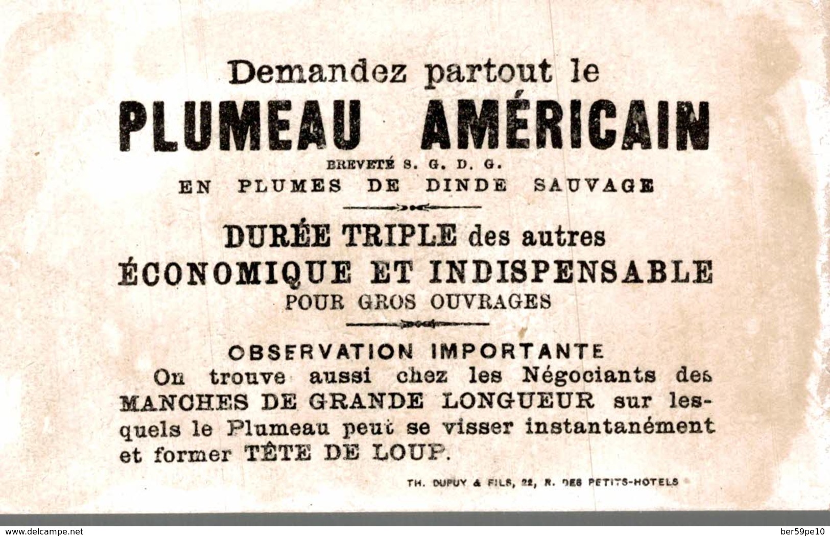 CHROMO PLUMEAU AMERICAIN  LE JEUNE HOMME ET L'EGLANTIER - Autres & Non Classés