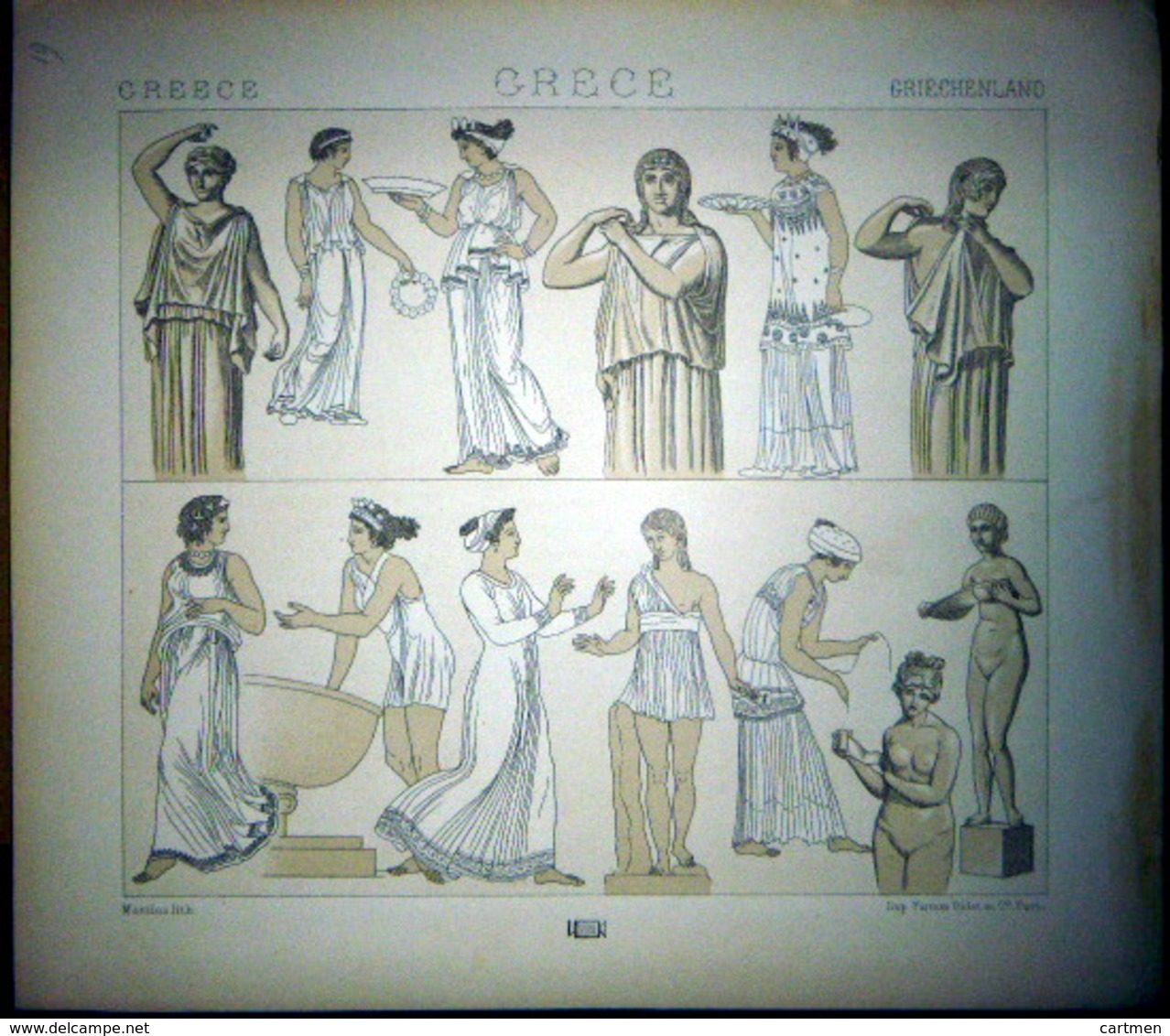 GRECE GREECE  COSTUMES DECORATION 10 PLANCHES CAMAIEUX ET CHROMOLITHOS DOREES COLOREES COSTUMES MILITAIRES FEMMES 1888 - Lithographies