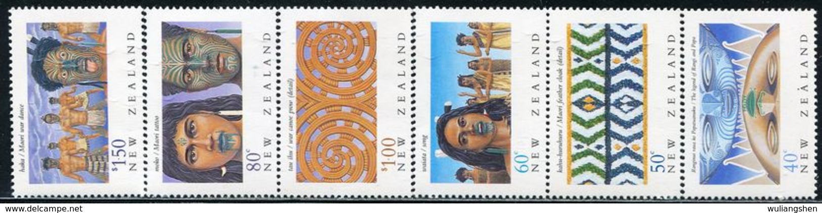 AQ0363 New Zealand 1990 Maori Folk Tattoos And Other 6V MNH - Other & Unclassified