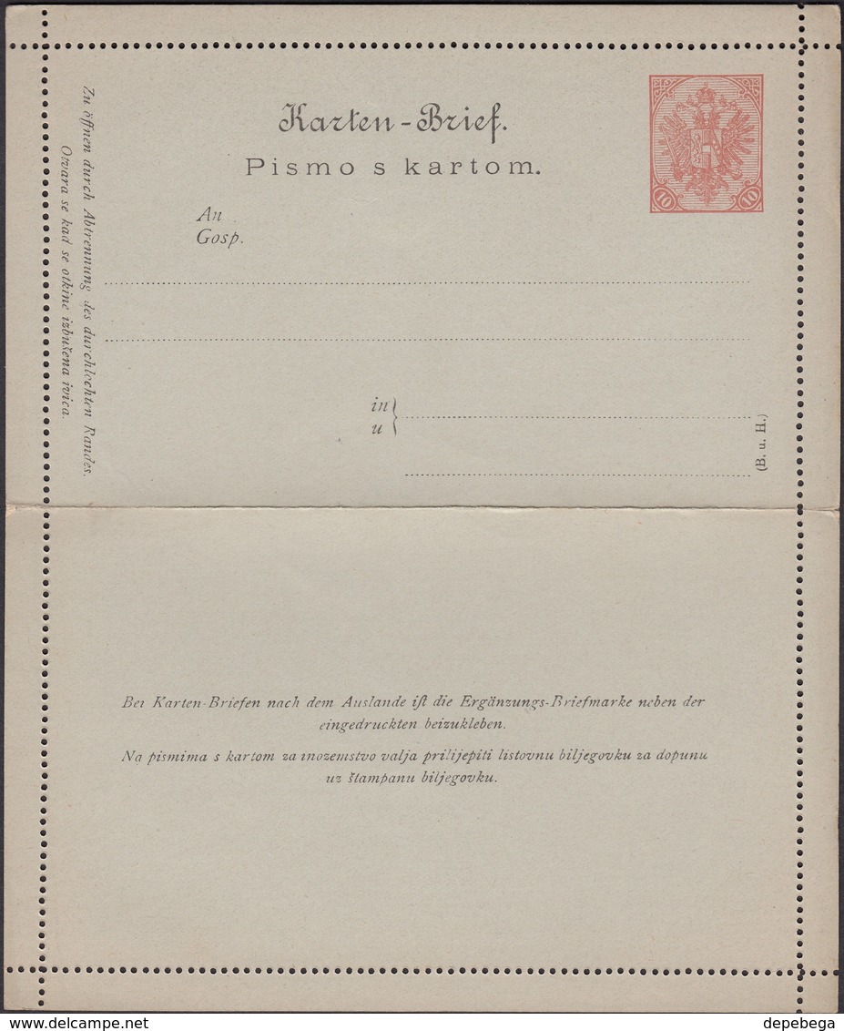 Austria 1900 - 10 H. Bosnia And Herzegovina, PS Letter Card, GA Kartenbrief MiNr. K 6. - Andere & Zonder Classificatie