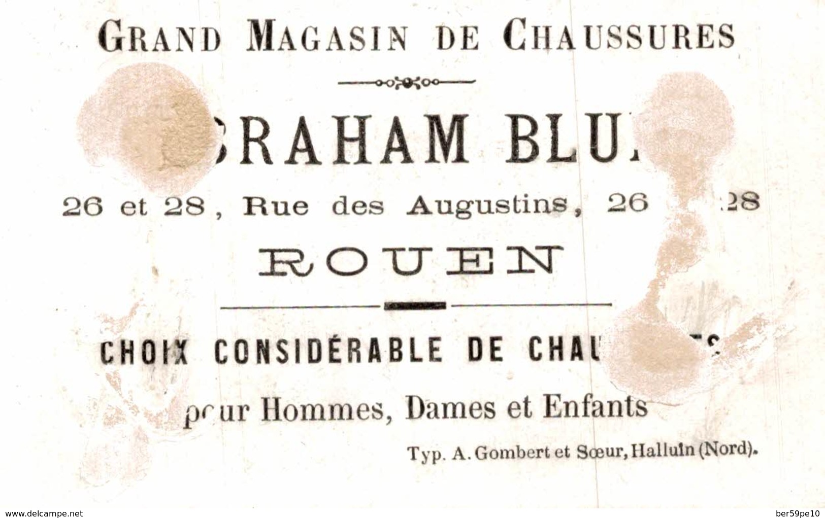 CHROMO  GRAND MAGASINS DE CHAUSSURES ABRAHAM BLUM ROUEN  ROSES ET MUGUET  ET JOLI PAYSAGE HIVERNAL - Autres & Non Classés